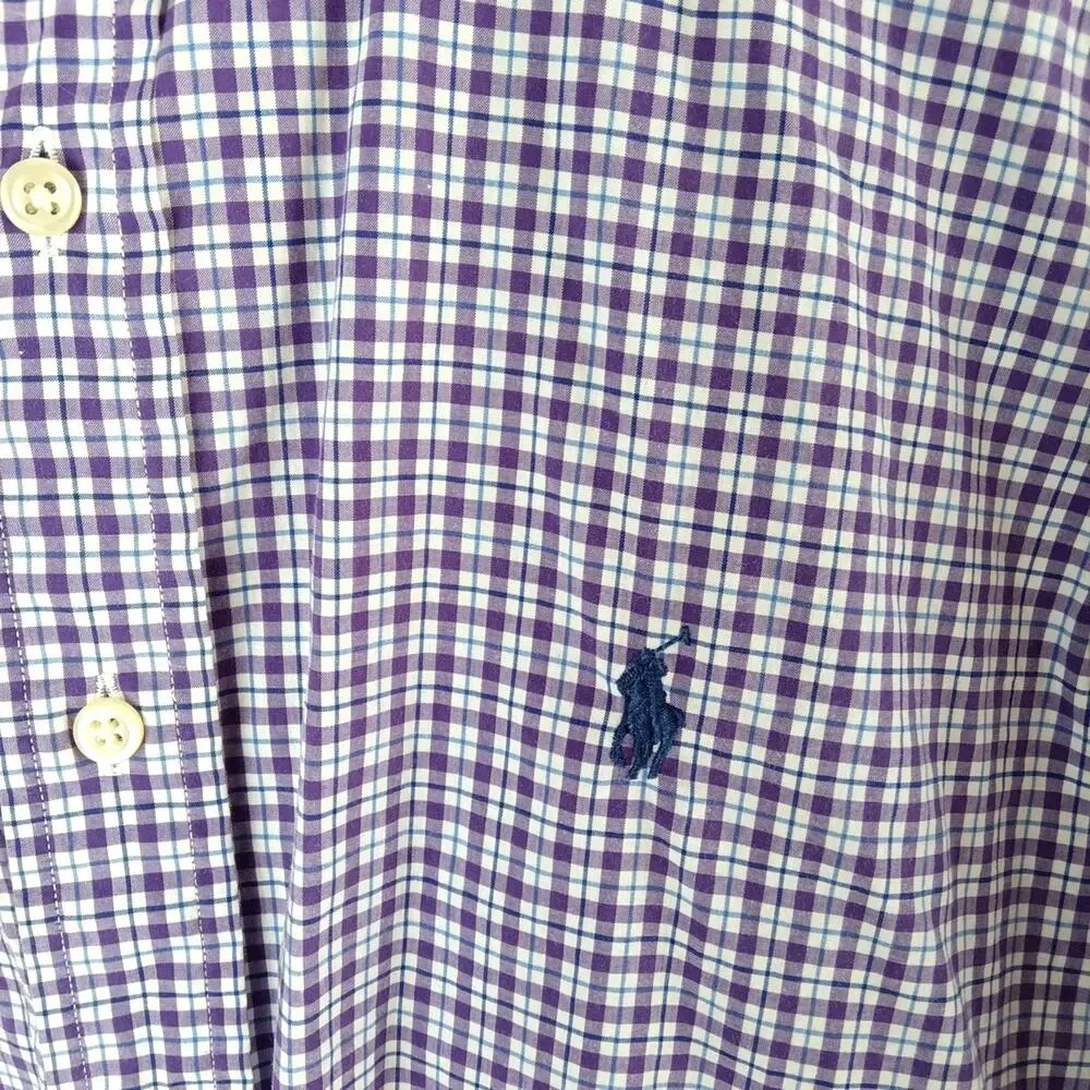 Polo Ralph Lauren Men's Classic Purple Checkered Plaid Shirt